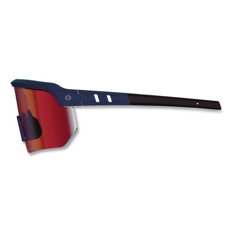 Skullerz AEGIR Color Enhancing Anti-Scratch Anti-Fog Safety Glasses, Matte Blue Half Frame, Mirrored High Contrast Red Lens