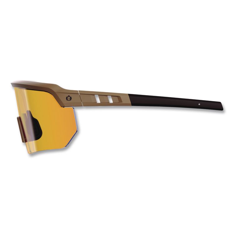 Skullerz AEGIR Color Enhancing Anti-Scratch Anti-Fog Safety Glasses, Matte Desert Half Frame, Mirrored Yellow Single Lens