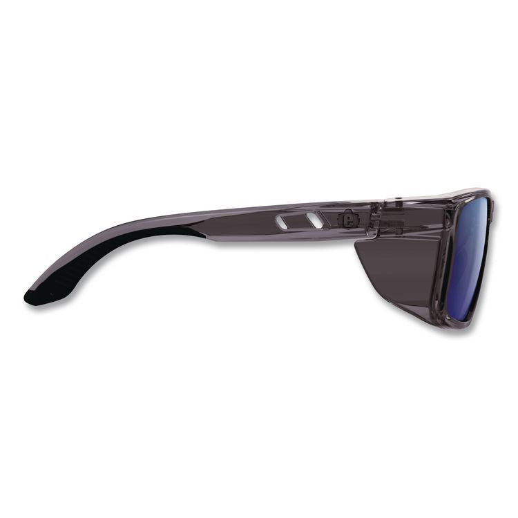 Skullerz SIXTEN Anti-Scratch Anti-Fog Safety Glasses with Side Shields, Smoke Full Frame, Polarized Mirrored Blue Dual Lens