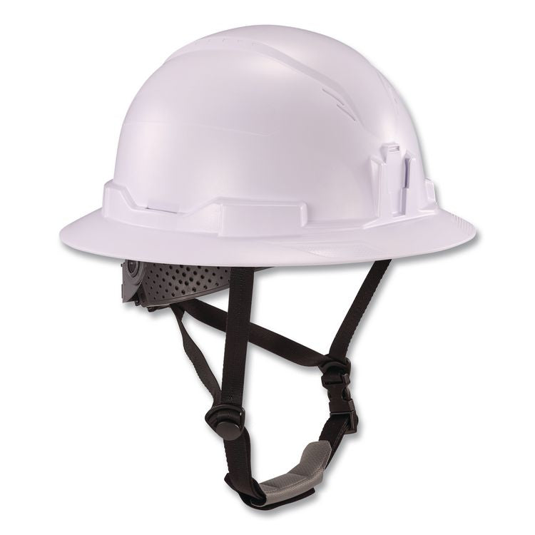 Skullerz 8963 Full Brim Class E Safety Helmet, 6-Point Standard Ratchet Suspension, One Size Fits Most (6.5 to 8), White