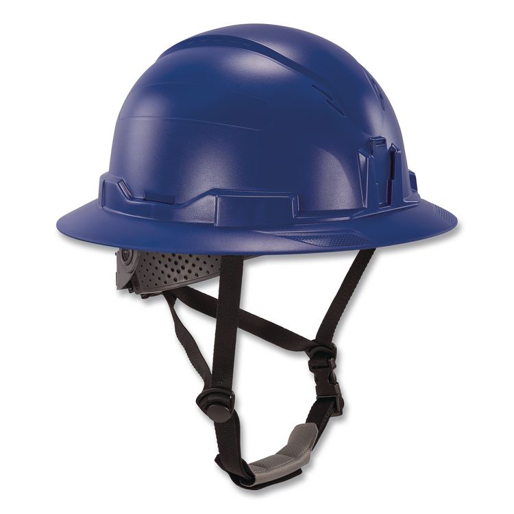 Skullerz 8963 Full Brim Class E Safety Helmet, 6-Point Standard Ratchet Suspension, One Size Fits Most (6.5 to 8), Blue