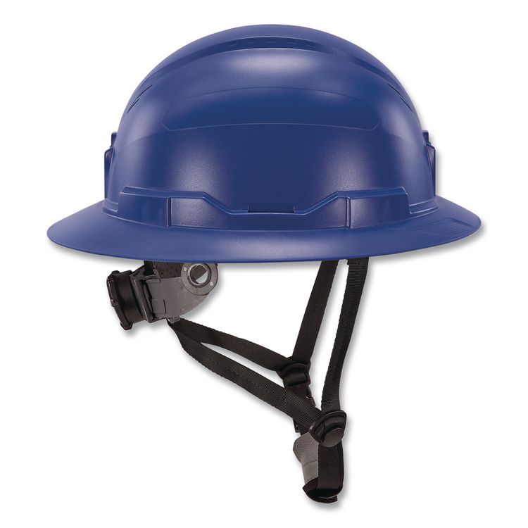 Skullerz 8963 Full Brim Class E Safety Helmet, 6-Point Standard Ratchet Suspension, One Size Fits Most (6.5 to 8), Blue