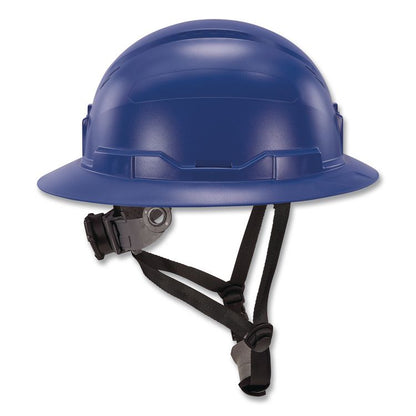 Skullerz 8963 Full Brim Class E Safety Helmet, 6-Point Standard Ratchet Suspension, One Size Fits Most (6.5 to 8), Blue