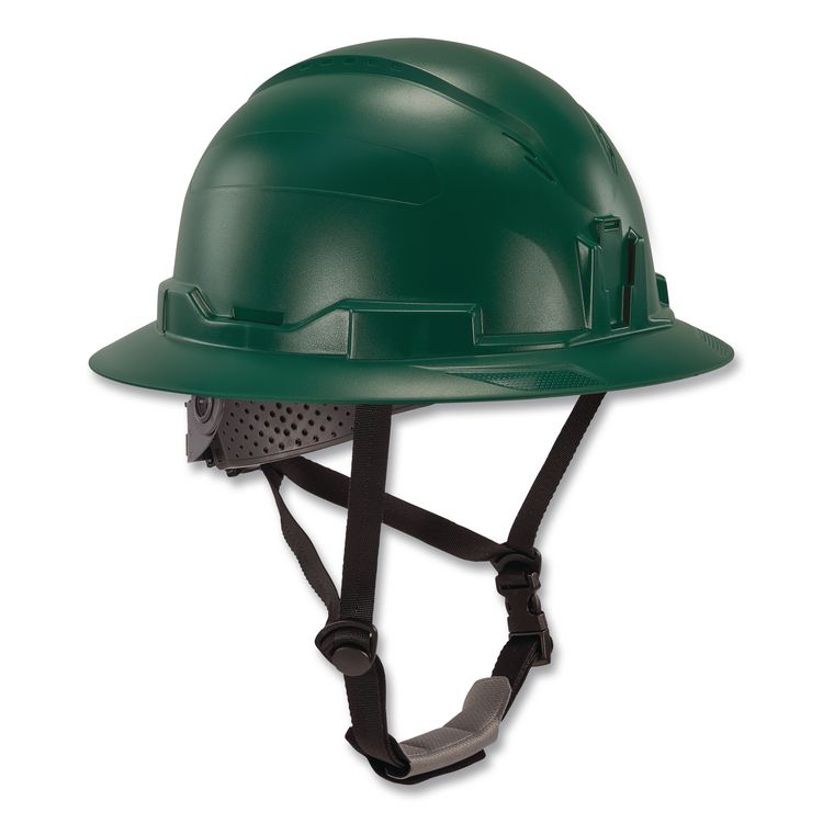 Skullerz 8963 Full Brim Class E Safety Helmet, 6-Point Standard Ratchet Suspension, One Size Fits Most (6.5 to 8), Green