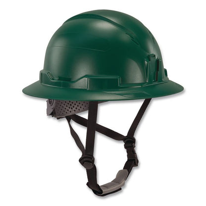 Skullerz 8963 Full Brim Class E Safety Helmet, 6-Point Standard Ratchet Suspension, One Size Fits Most (6.5 to 8), Green