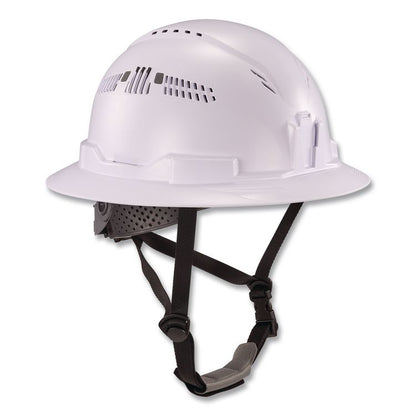 Skullerz 8964 Full Brim Class C Safety Helmet, Vented, 6-Point Standard Ratchet Suspension, One Size Fits Most, White