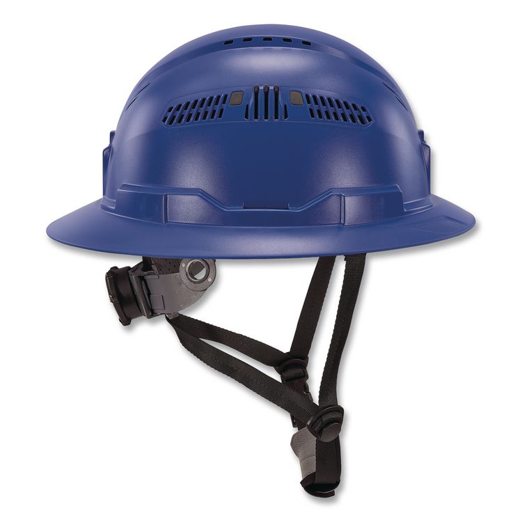 Skullerz 8964 Full Brim Class C Safety Helmet, Vented, 6-Point Standard Ratchet Suspension, One Size Fits Most, Blue