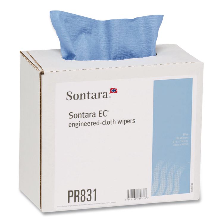 Sontara EC Wipers, 16.5 x 9, Blue, Interfold Dispenser Box, 100 Wipers/Box, 8 Boxes/Carton
