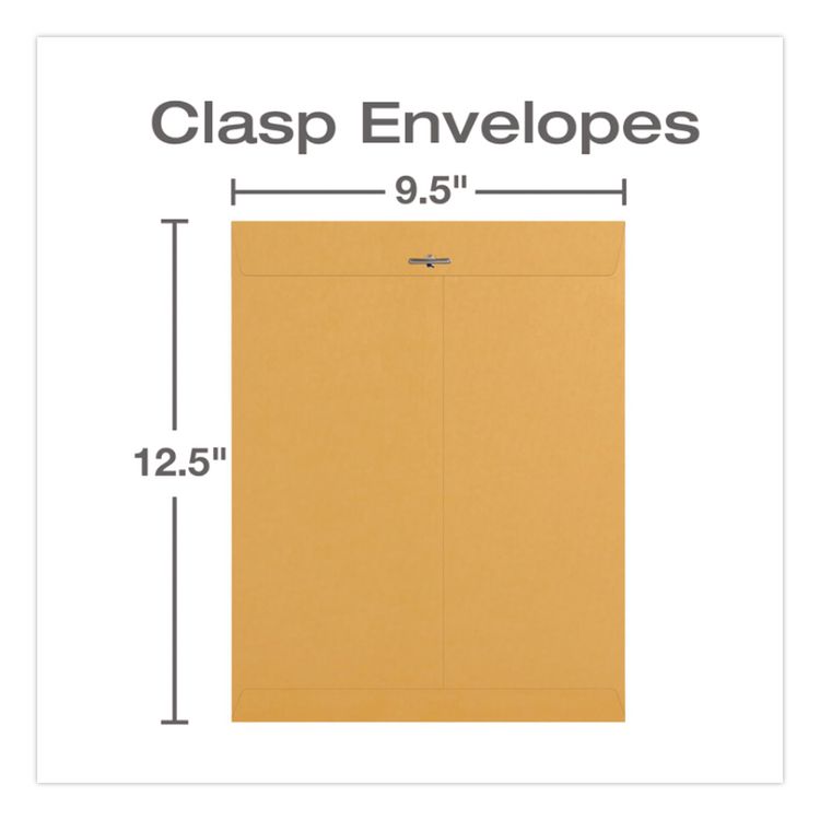 Clasp Envelope, 32 lb Bond Weight Kraft, #12 1/2, Square Flap, Clasp/Gummed Closure, 9.5 x 12.5, Brown Kraft, 100/Box