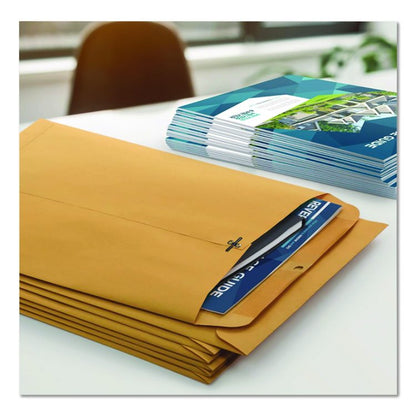 Clasp Envelope, 32 lb Bond Weight Kraft, #12 1/2, Square Flap, Clasp/Gummed Closure, 9.5 x 12.5, Brown Kraft, 100/Box
