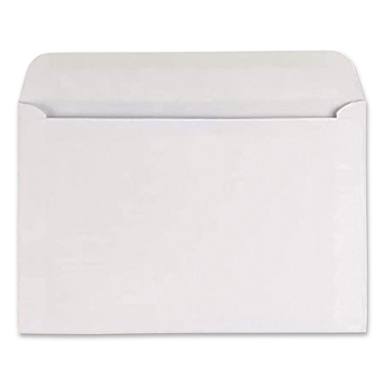 Open-Side Booklet Envelope, #6 1/2, Hub Flap, Gummed Closure, 6 x 9, White, 100/Box