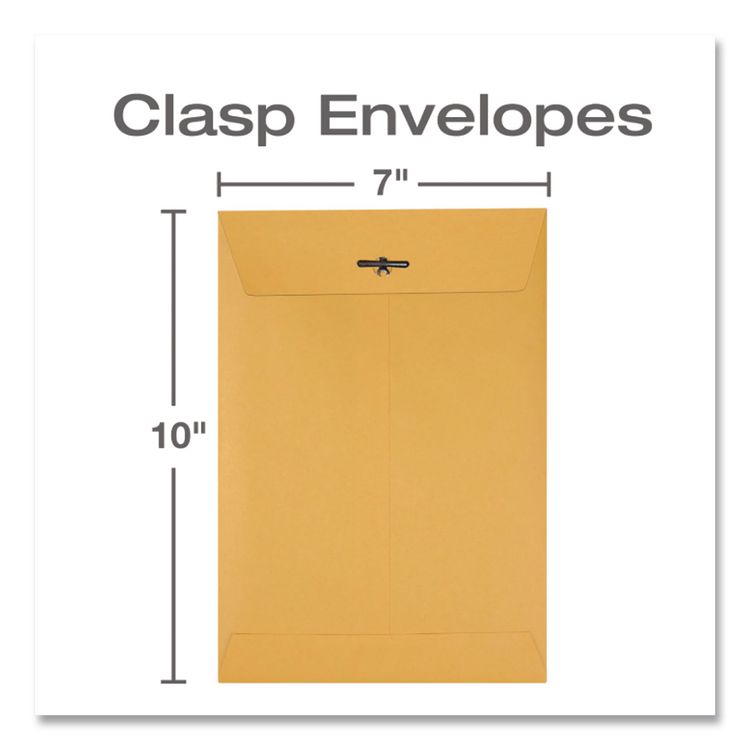 Clasp Envelope, 28 lb Bond Weight Kraft, #68, Square Flap, Clasp/Gummed Closure, 7 x 10, Brown Kraft, 100/Box