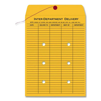 Brown Kraft String/Button Interoffice Envelope, #90, One-Sided Five-Column Format, 31-Entries, 9 x 12, Brown Kraft, 100/CT