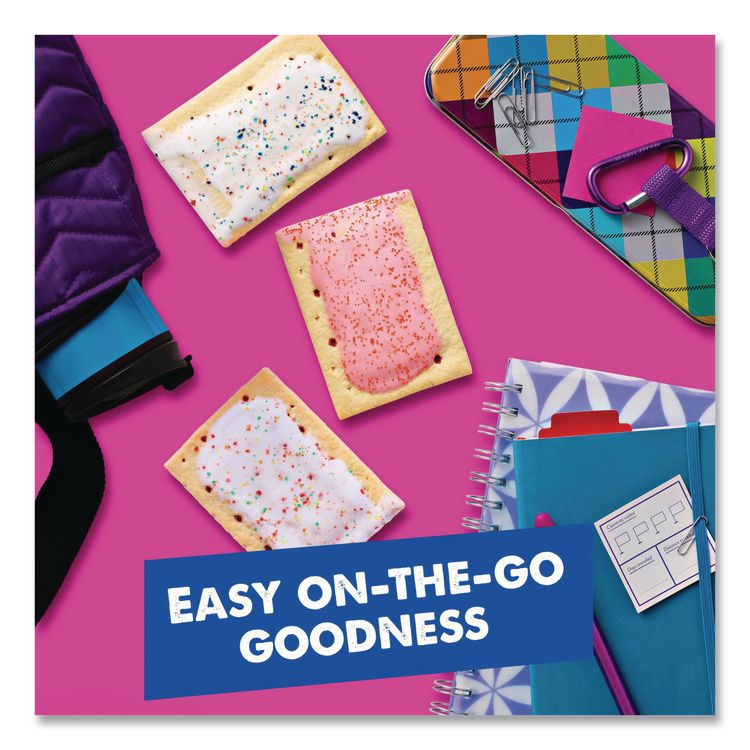 Pop Tarts, Assorted Flavors: Strawberry, Blueberry Cherry, 5 lb 1.2 oz Box, 48 Pastries/Carton