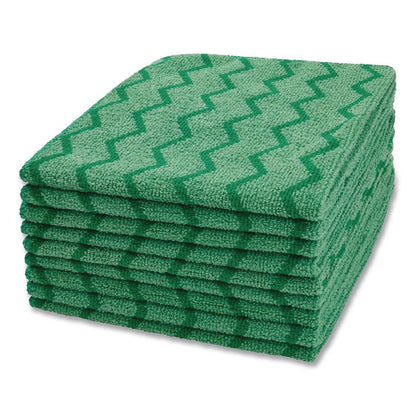 Reusable Cleaning Cloths, Microfiber, 16 x 16, Green, 12/Carton