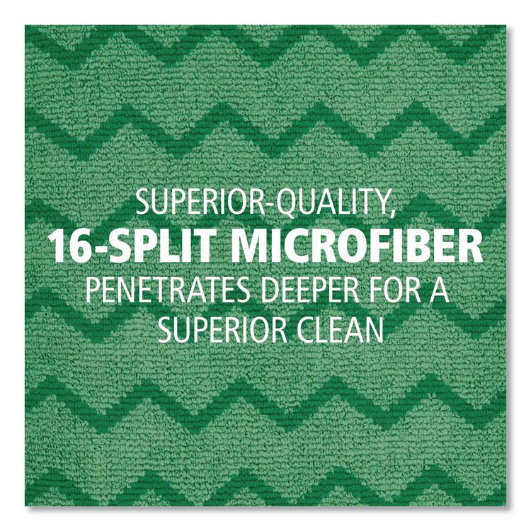 Reusable Cleaning Cloths, Microfiber, 16 x 16, Green, 12/Carton