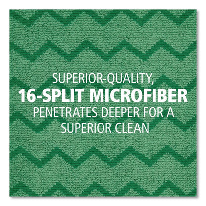 Reusable Cleaning Cloths, Microfiber, 16 x 16, Green, 12/Carton