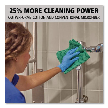 Reusable Cleaning Cloths, Microfiber, 16 x 16, Green, 12/Carton