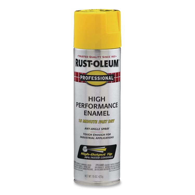 Professional Spray Paint, Gloss Yellow, 15 oz Aerosol Can, 6/Carton