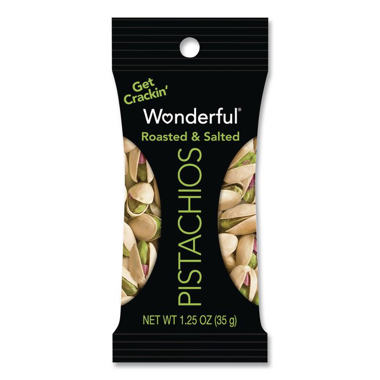 Wonderful Pistachios In Shell Roasted and Salted, 1.5 oz Bag, 12 Bags/Box