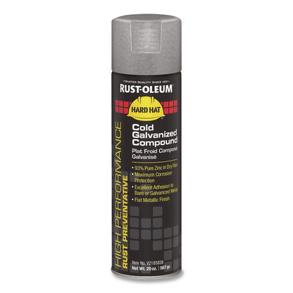 Hard Hat High Performance V2100 System Rust Preventive Cold Galvanizing Compound, Flat Gray, 20 oz Aerosol Can, 6/Carton