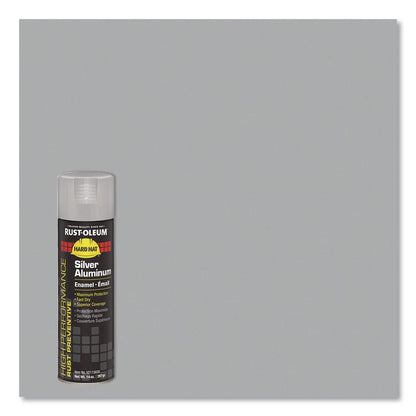 Hard Hat High Performance V2100 System Rust Preventive Enamel Spray Paint, Gloss Silver Aluminum, 15 oz Aerosol Can, 6/Carton