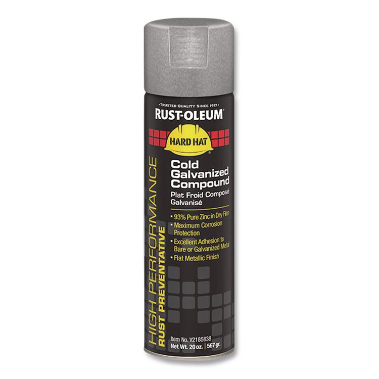 Hard Hat High Performance V2100 System Rust Preventive Cold Galvanizing Compound, Flat Gray, 20 oz Aerosol Can, 6/Carton