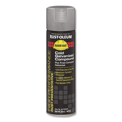 Hard Hat High Performance V2100 System Rust Preventive Cold Galvanizing Compound, Flat Gray, 20 oz Aerosol Can, 6/Carton
