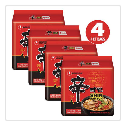 Gourmet Spicy Ramyun Noodle Soup, Spicy Chicken, 4.23 oz Packet, 16/Carton