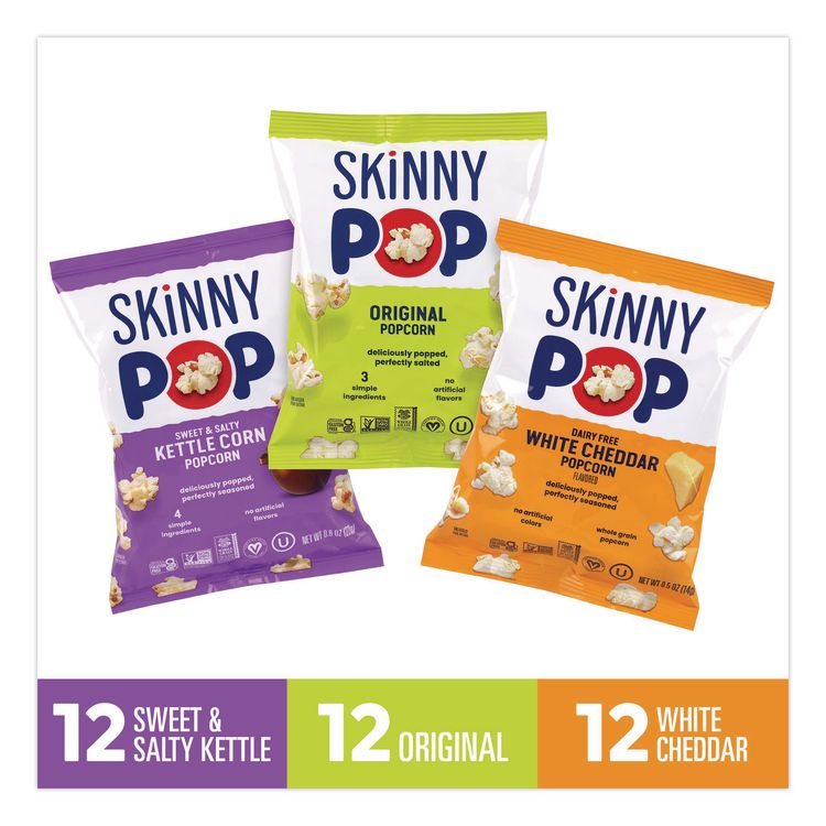 Popcorn Variety Snack Pack, 0.5 oz Bag, 36 Bags/Carton