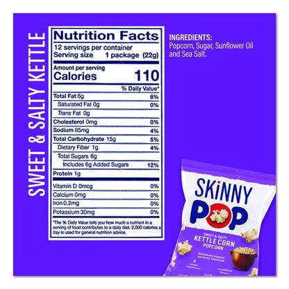 Popcorn Variety Snack Pack, 0.5 oz Bag, 36 Bags/Carton