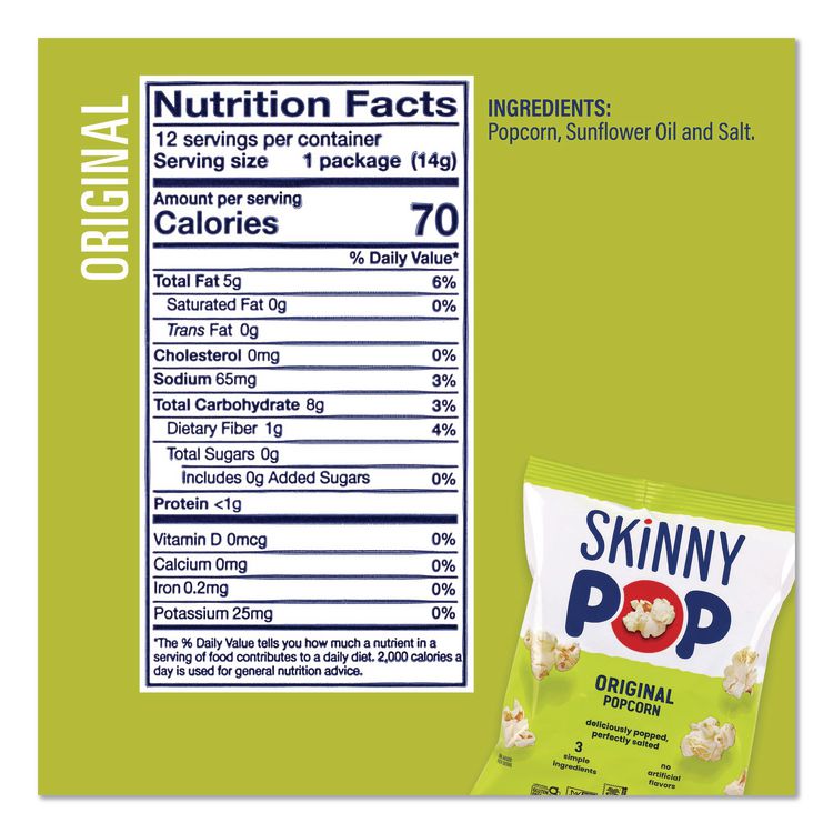 Popcorn Variety Snack Pack, 0.5 oz Bag, 36 Bags/Carton