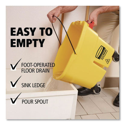 WaveBrake 2.0 Bucket/Wringer Combos, Side-Press with Drain, 35 qt, Yellow