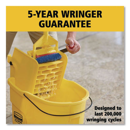 WaveBrake 2.0 Bucket/Wringer Combos, Side-Press with Drain, 35 qt, Yellow