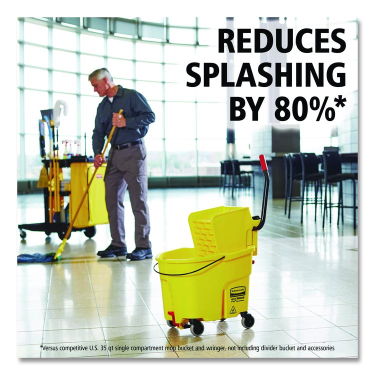 WaveBrake 2.0 Bucket/Wringer Combos, Side-Press with Drain, 35 qt, Yellow