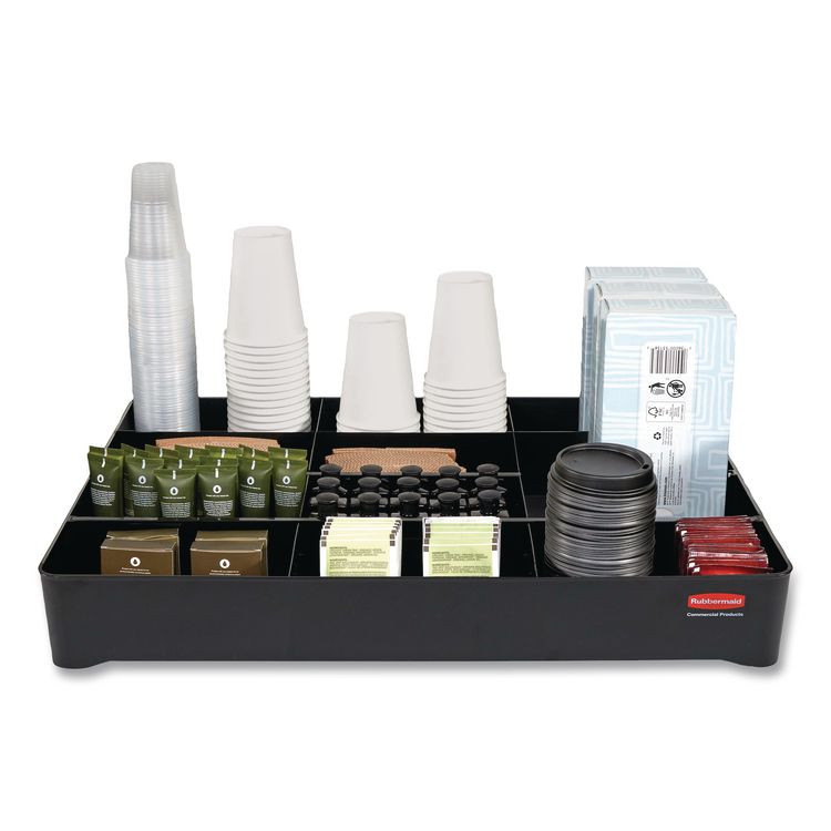 Amenity Organizer for all Rubbermaid Commercial Full Size and Compact Housekeeping Carts, 11 Sections, 18.75 x 3.62, Black