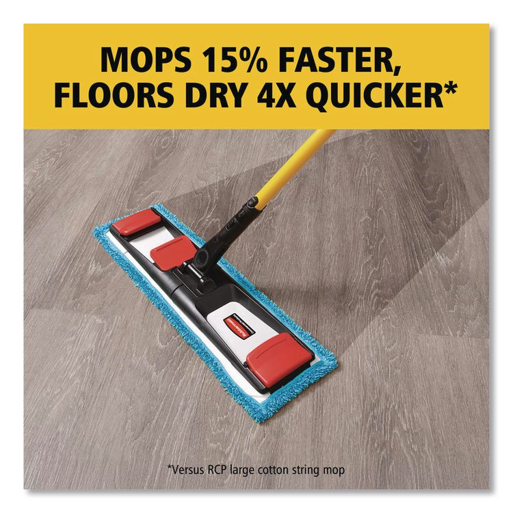 Adaptable Flat Mop Kit, 19.5 x 5.5 Blue Microfiber Head, 48" to 72" Yellow Aluminum Handle