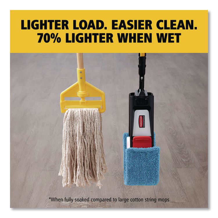 Adaptable Flat Mop Kit, 19.5 x 5.5 Blue Microfiber Head, 48" to 72" Yellow Aluminum Handle