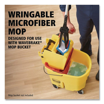 Adaptable Flat Mop Kit, 19.5 x 5.5 Blue Microfiber Head, 48" to 72" Yellow Aluminum Handle