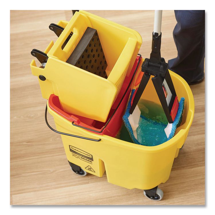 Adaptable Flat Mop Kit, 19.5 x 5.5 Blue Microfiber Head, 48" to 72" Yellow Aluminum Handle