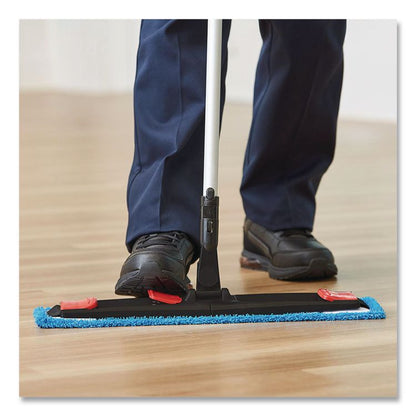 Adaptable Flat Mop Kit, 19.5 x 5.5 Blue Microfiber Head, 48" to 72" Yellow Aluminum Handle