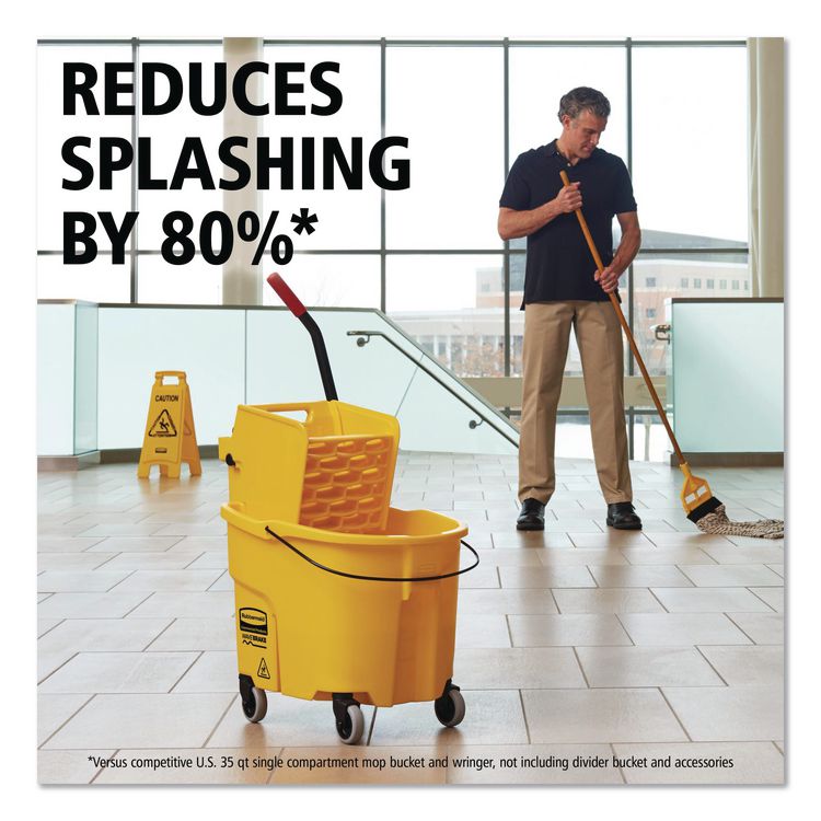 WaveBrake 2.0 Bucket/Wringer Combos, Side-Press, 26 qt, Plastic, Yellow