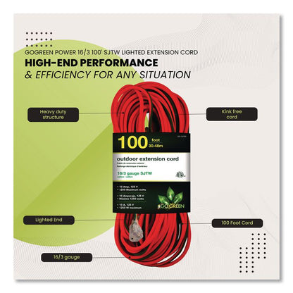 16 AWG Outdoor Extension Cord, 100 ft, 10 A, Orange