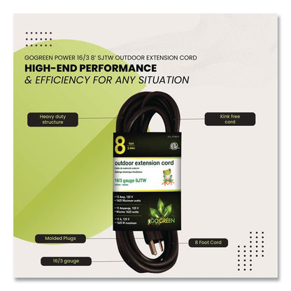 16 AWG Outdoor Extension Cord, 8 ft, 13 A, Black