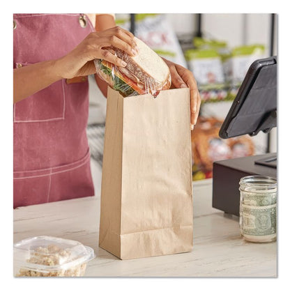 Grocery Paper Bags, 5# Size, 35# Basis Weight, 5.25" x 3.38" x 10.94", Kraft, 500/Bundle