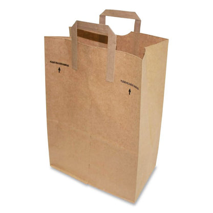 Grocery Paper Bags, 1/6 BBL Size, 70# Basis Weight, Flat Handles, 11" x 7" x 16.25", Kraft, 300/Bundle