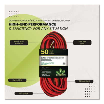16 AWG Outdoor Extension Cord, 50 ft, 13 A, Orange/Black