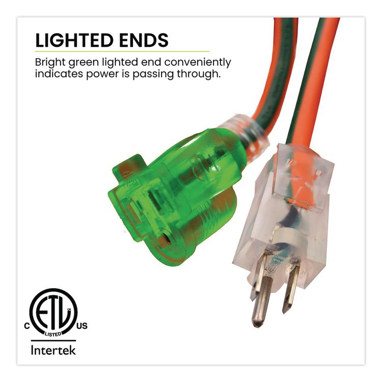 16 AWG Outdoor Extension Cord, 50 ft, 13 A, Orange/Black