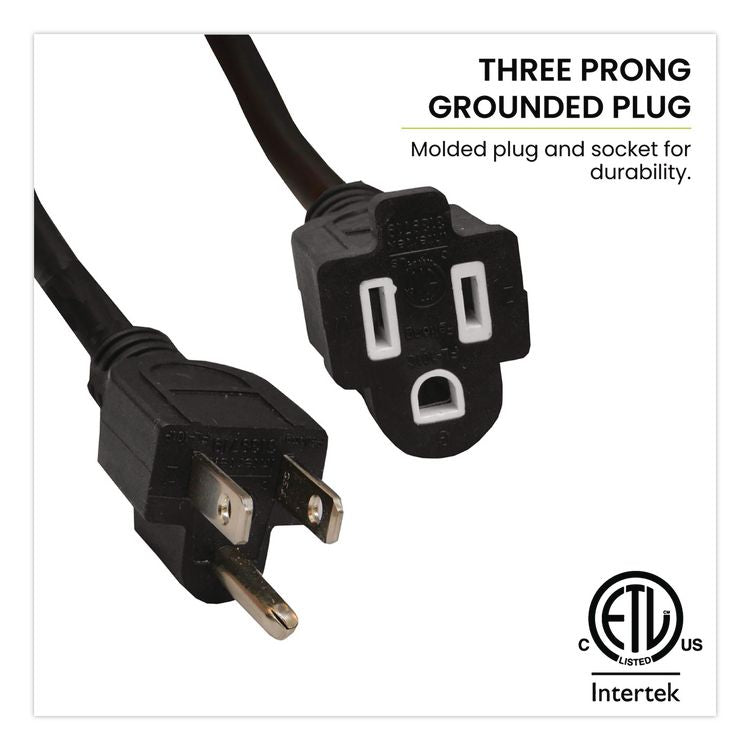14 AWG Lighted End Heavy-Duty Extension Cord, 50 ft, 15 A, Black