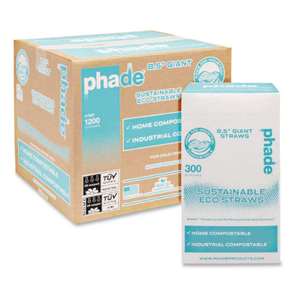 Marine Biodegradable Straws, 8.5", PHA, Ocean Blue, Wrapped, 300/BX, 4 Boxes/Carton